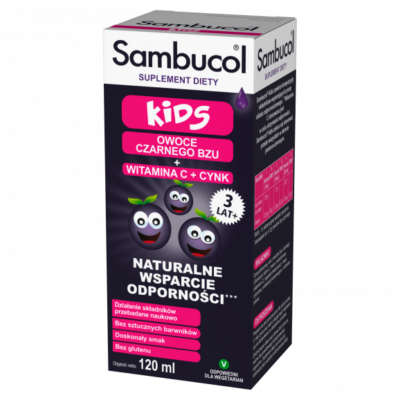 Sambucol Kids – syrop wspierający odporność z witaminą C, 120 ml - zdjęcie produktu