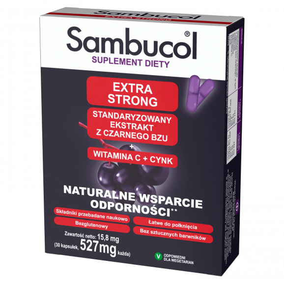 Sambucol Extra Strong – suplement diety 30 kapsułek - zdjęcie produktu