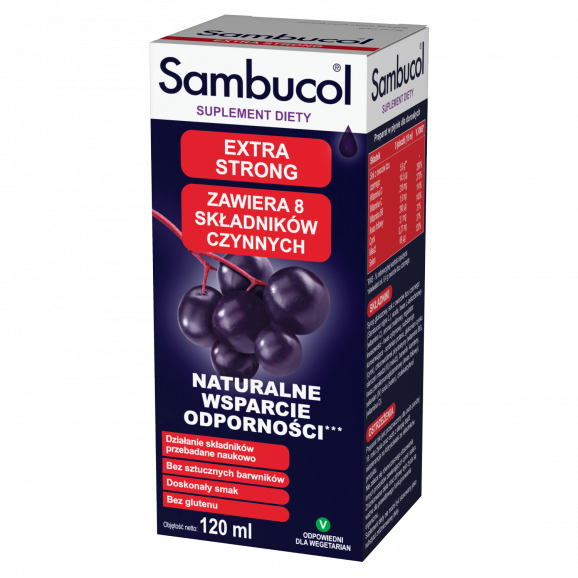 Sambucol Extra Strong – płyn dla dorosłych 120 ml - zdjęcie produktu