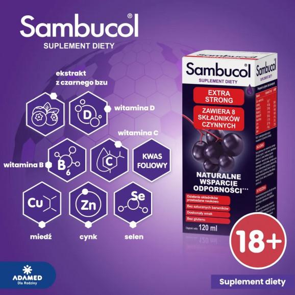 Sambucol Extra Strong – płyn dla dorosłych 120 ml - zdjęcie produktu