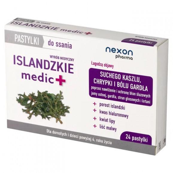 Islandzkie Medic + – pastylki na suchy kaszel i ból gardła (24 pastylki) Islandzkie Medic + – pastylki na suchy kaszel i ból gardła (24 pastylki) - zdjęcie produktu