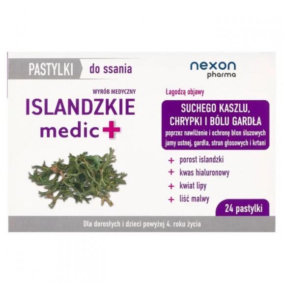 Islandzkie Medic + – pastylki na suchy kaszel i ból gardła (24 pastylki) Islandzkie Medic + – pastylki na suchy kaszel i ból gardła (24 pastylki) - zdjęcie produktu