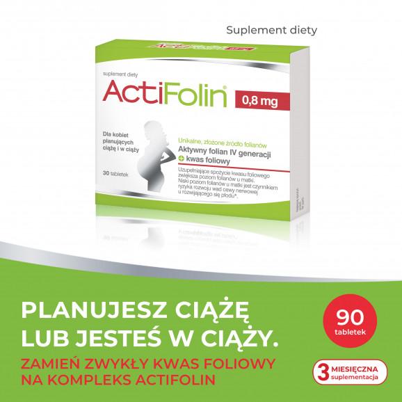 ActiFolin 0,8 mg – suplement diety (90 tabletek) dla kobiet planujących ciążę i w ciąży - zdjęcie produktu