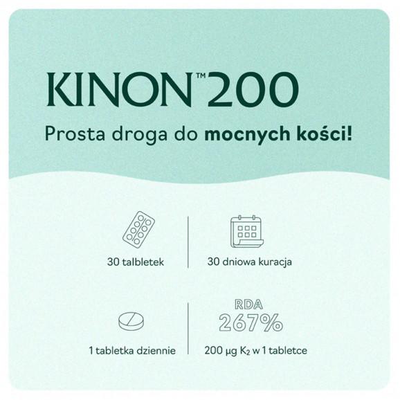 Kinon 200 – suplement diety z witaminą K2 MK-7 (30 tabletek) - zdjęcie produktu