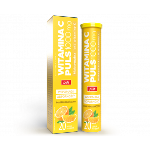Witamina C PULS 1000 mg, tabletki musujące, smak pomarańczowy (20 szt.) - zdjęcie produktu