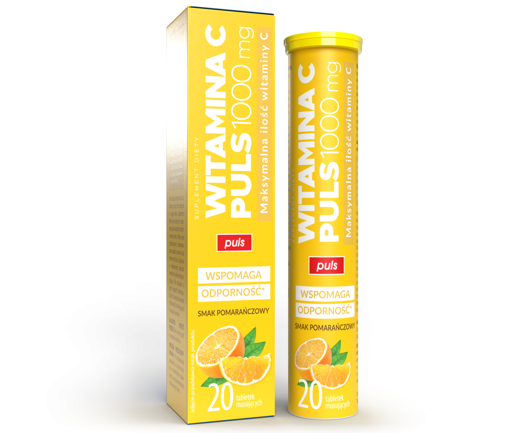 Witamina C PULS 1000 mg, tabletki musujące, smak pomarańczowy (20 szt.)