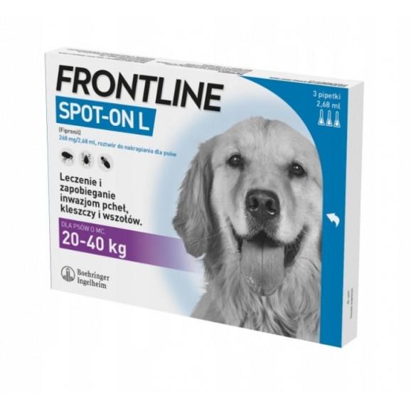 FRONTLINE Spot On dla psa 20–40 kg (L) – krople na pchły i kleszcze (3 pipety x 2,68 ml) FRONTLINE Spot On dla psa 20–40 kg (L) – krople na pchły i kleszcze (3 pipety x 2,68 ml) - zdjęcie produktu