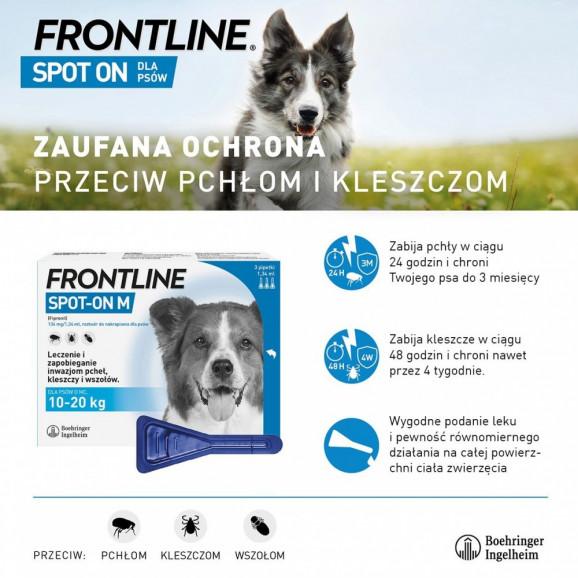 FRONTLINE Spot On dla Psa 10–20 kg (rozm. M) – krople na pchły i kleszcze (3 pipety x 1,34 ml) FRONTLINE Spot On dla Psa 10–20 kg (rozm. M) – krople na pchły i kleszcze (3 pipety x 1,34 ml) - zdjęcie produktu