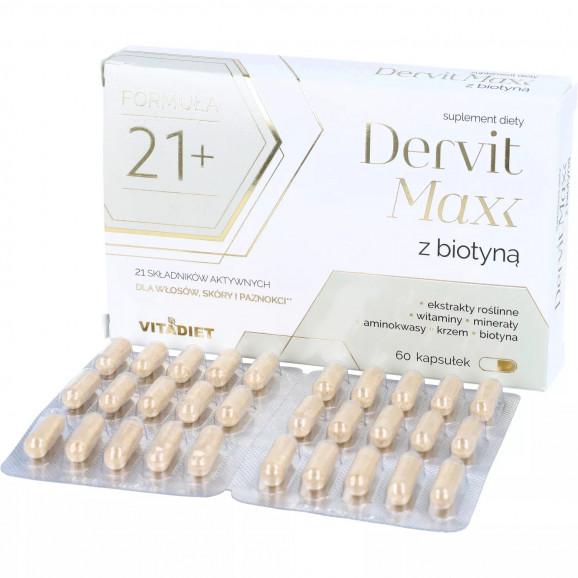 Vitadiet Dervit Max z Biotyną – suplement diety (60 kapsułek) Vitadiet Dervit Max z Biotyną – suplement diety (60 kapsułek) - zdjęcie produktu