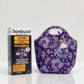 Sambucol Junior, płyn wspomagający odporność dla dzieci 120 ml + kosmetyczka + łyżeczka Sambucol - zdjęcie produktu