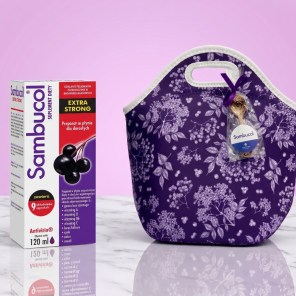 Sambucol Extra Strong płyn dla dorosłych 120 ml + kosmetyczka + łyżeczka Sambucol - zdjęcie produktu