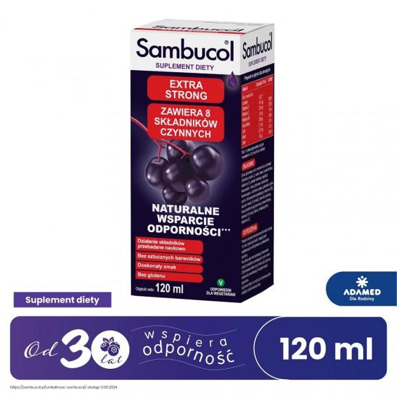 Sambucol Extra Strong płyn dla dorosłych 120 ml + kosmetyczka + łyżeczka Sambucol - zdjęcie produktu