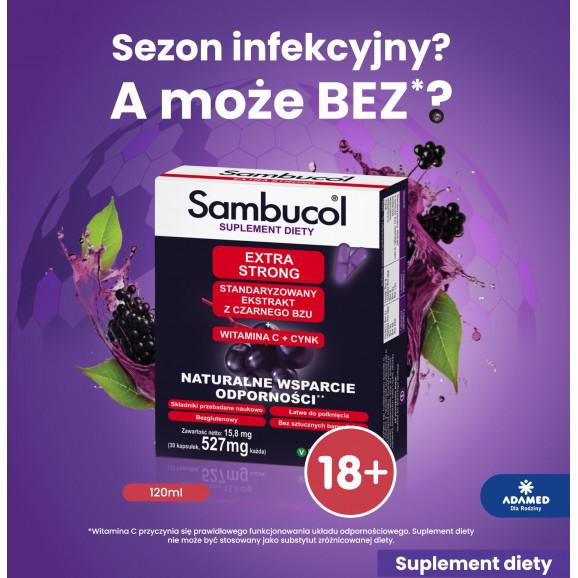 Sambucol Extra Strong – suplement diety 30 kapsułek + kosmetyczka + łyżeczka Sambucol - zdjęcie produktu