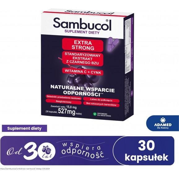 Sambucol Extra Strong – suplement diety 30 kapsułek + kosmetyczka + łyżeczka Sambucol - zdjęcie produktu