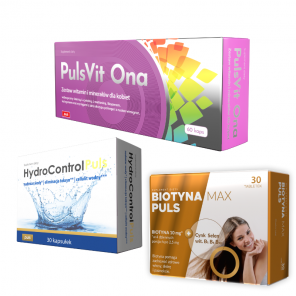 Zestaw Dla Niej PULS PulsVit Ona 60 kapsułek + Biotyna Max Puls 30 tabletek + HydroControl Puls 30 kapsułek GRATIS - zdjęcie produktu