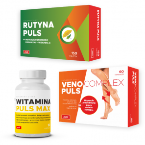 Zestaw Lekkie Nogi PULS VenoComplex Puls 60 kapsułek + Rutyna Puls 150 tabletek + Witamina C Puls Max 90 kapsułek GRATIS - zdjęcie produktu