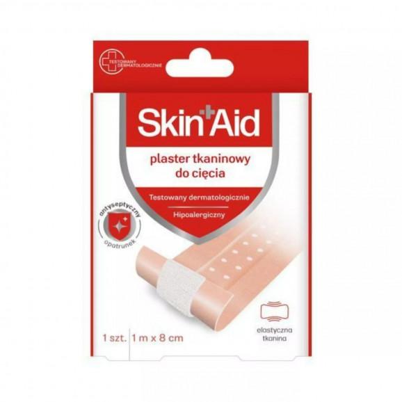 Skin Aid plaster tkaninowy do cięcia antyseptyczny (1 m x 8 cm) – wyrób medyczny (1 sztuka) Skin Aid plaster tkaninowy do cięcia antyseptyczny (1 m x 8 cm) – wyrób medyczny (1 sztuka) - zdjęcie produktu