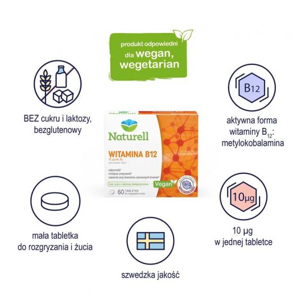 Naturell Witamina B12 – suplement diety (60 tabletek do ssania/żucia) - zdjęcie produktu
