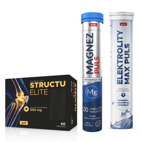 Zestaw Dla Aktywnych Structu Elite Puls 60 kapsułek + Magnez B6 Puls 20 tabletek musujących + Elektrolity Max Puls 20 tabletek Zestaw Dla Aktywnych Structu Elite Puls 60 kapsułek + Magnez B6 Puls 20 tabletek musujących + Elektrolity Max Puls 20 tabletek - zdjęcie produktu
