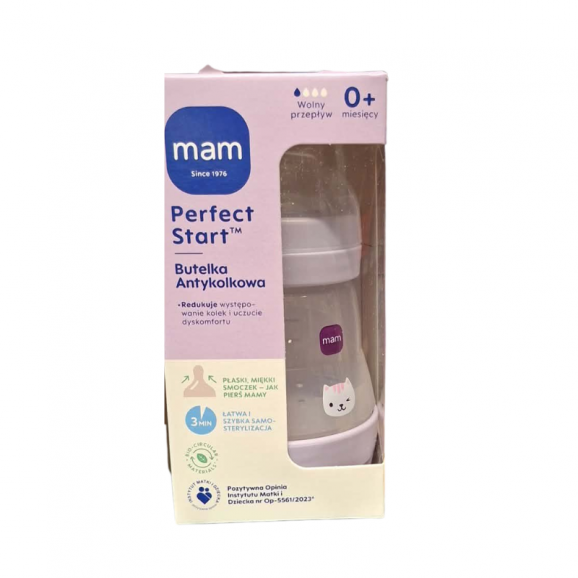 MAM Perfect Start butelka antykolkowa Girl 0m+ 160 ml - zdjęcie produktu