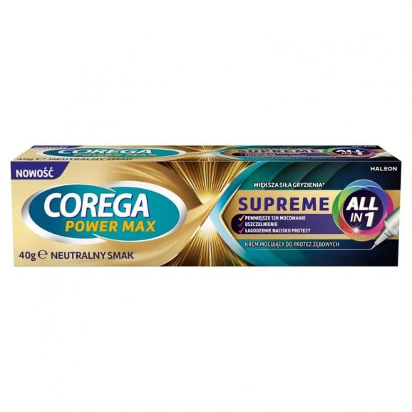 Corega Power Max Supreme All‑In‑1 – krem mocujący do protez zębowych, neutralny (40 g) - zdjęcie produktu