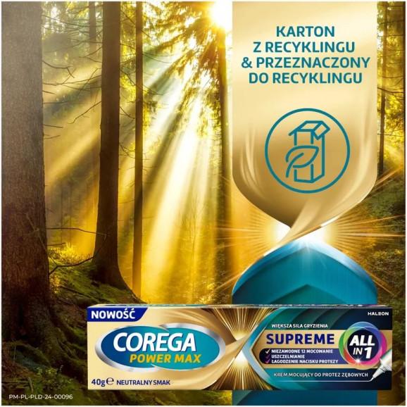 Corega Power Max Supreme All‑In‑1 – krem mocujący do protez zębowych, neutralny (40 g) - zdjęcie produktu