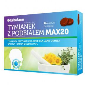 Erbafarm Tymianek z Podbiałem Max 20 smak miodowy (24 pastylki do ssania) - zdjęcie produktu