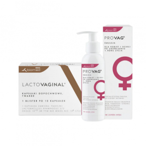 Lactovaginal kapsułki dopochwowe 10 sztuk + Provag emulsja do higieny intymnej 150ml - zdjęcie produktu