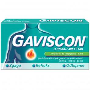 Gaviscon o smaku mięty TAB – tabletki do rozgryzania i żucia na zgagę i refluks (24 tabletki) - zdjęcie produktu