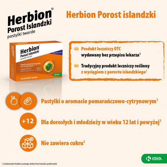 Herbion Porost Islandzki, 24 pastylki do ssania - zdjęcie produktu