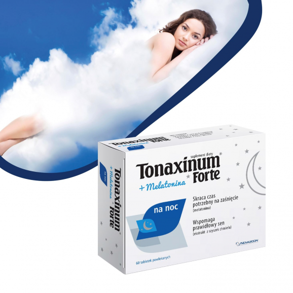 Tonaxinum Forte na noc + Melatonina, tabletki, 60 szt. Tonaxinum Forte na noc + Melatonina, tabletki, 60 szt. - zdjęcie produktu
