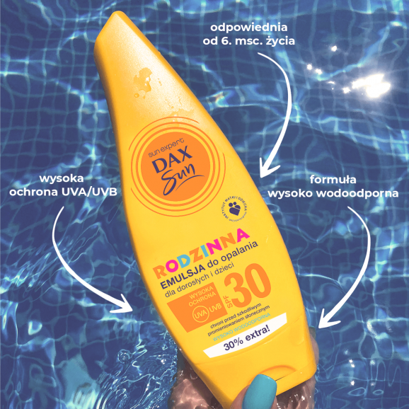 Dax Sun, rodzinna emulsja do opalania dla dorosłych i dzieci, SPF 30, 250 ml - zdjęcie produktu