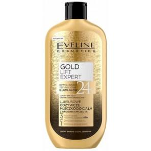 Eveline Cosmetics Gold Lift Expert, luksusowe odżywcze mleczko do ciała z drobinkami 24K złota, 350 ml - zdjęcie produktu