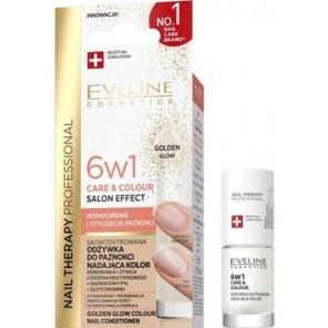 Eveline Cosmetics Nail Therapy Professional 6w1 Care&Colour Golden Glow, odżywka do paznokci, 5 ml - zdjęcie produktu