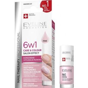 Eveline Cosmetics Nail Therapy Professional 6w1 Care&Colour Pink, odżywka do paznokci, 5 ml - zdjęcie produktu