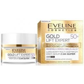 Eveline Cosmetics Gold Lift Expert 50+, ujędrniający krem-serum z 24K złotem, 50 ml - zdjęcie produktu