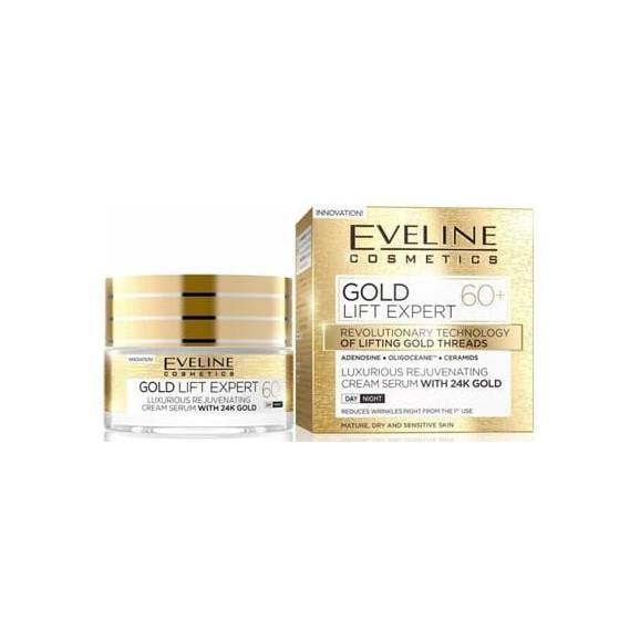 Eveline Cosmetics Gold Lift Expert 60+, ujędrniający krem-serum z 24K złotem, 50 ml Eveline Cosmetics Gold Lift Expert 60+, ujędrniający krem-serum z 24K złotem, 50 ml - zdjęcie produktu