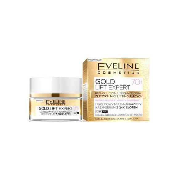 Eveline Cosmetics Gold Lift Expert 70+, ujędrniający krem-serum z 24K złotem, 50 ml Eveline Cosmetics Gold Lift Expert 70+, ujędrniający krem-serum z 24K złotem, 50 ml - zdjęcie produktu
