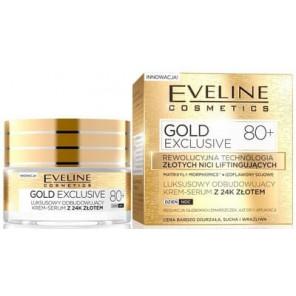 Eveline Cosmetics Gold Exclusive 80+, odbudowujący krem-serum z 24K złotem, 50 ml - zdjęcie produktu