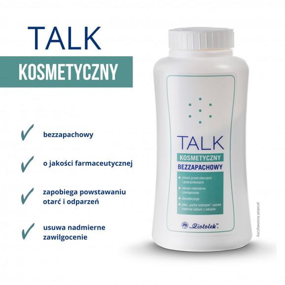 Ziołolek Talk kosmetyczny bezzapachowy – puder zapobiegający otarciom i odparzeniom (100 g) Ziołolek Talk kosmetyczny bezzapachowy – puder zapobiegający otarciom i odparzeniom (100 g) - zdjęcie produktu