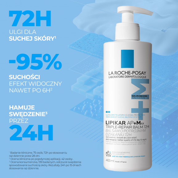 La Roche-Posay Lipikar Balsam AP+M MAX balsam regenerujący do twarzy i ciała (400 ml) La Roche-Posay Lipikar Balsam AP+M MAX balsam regenerujący do twarzy i ciała (400 ml) - zdjęcie produktu
