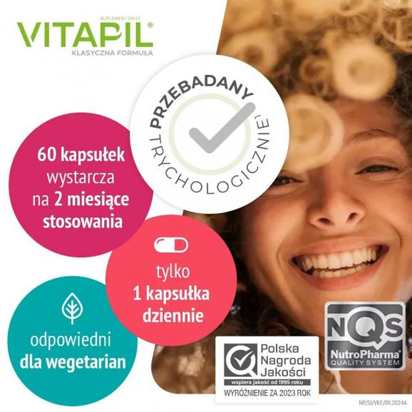 Vitapil z biotyną – suplement diety na włosy, skórę i paznokcie (60 kapsułek) Vitapil z biotyną – suplement diety na włosy, skórę i paznokcie (60 kapsułek) - zdjęcie produktu