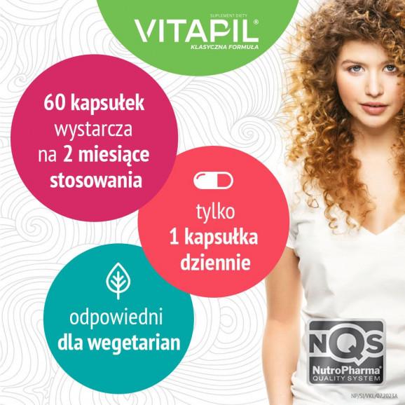 Vitapil z biotyną – suplement diety na włosy, skórę i paznokcie (60 kapsułek) Vitapil z biotyną – suplement diety na włosy, skórę i paznokcie (60 kapsułek) - zdjęcie produktu