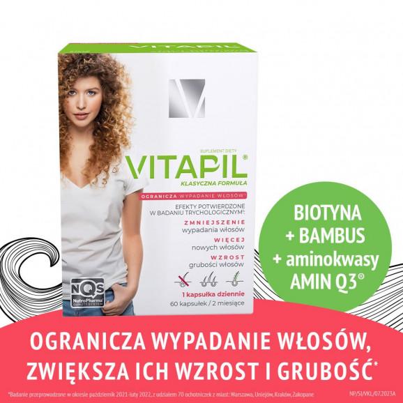 Vitapil z biotyną – suplement diety na włosy, skórę i paznokcie (60 kapsułek) Vitapil z biotyną – suplement diety na włosy, skórę i paznokcie (60 kapsułek) - zdjęcie produktu