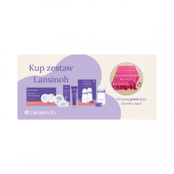 Zestaw Lansinoh Butelki ze smoczkiem 2 x 240ml + Wkładki laktacyjne 100szt + Lanolina maść ochronna 40ml + Ręcznik plażowy - zdjęcie produktu