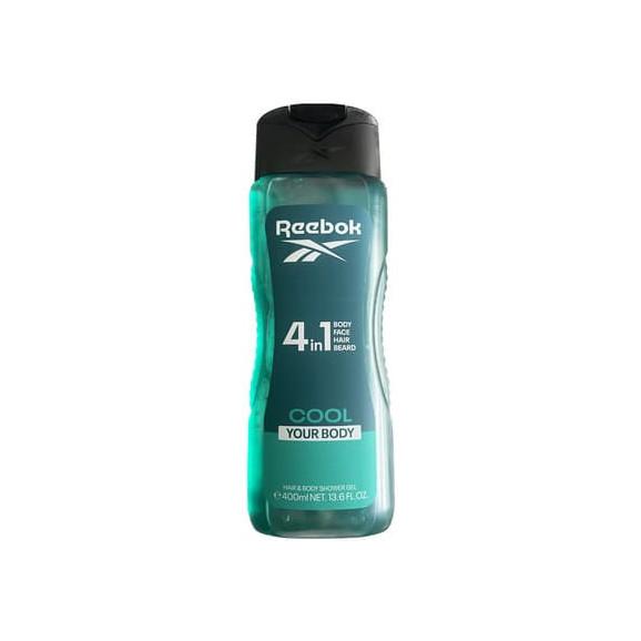 Reebok Cool Your Body 4w1, odświeżający żel pod prysznic dla mężczyzn, 400 ml Reebok Cool Your Body 4w1, odświeżający żel pod prysznic dla mężczyzn, 400 ml - zdjęcie produktu