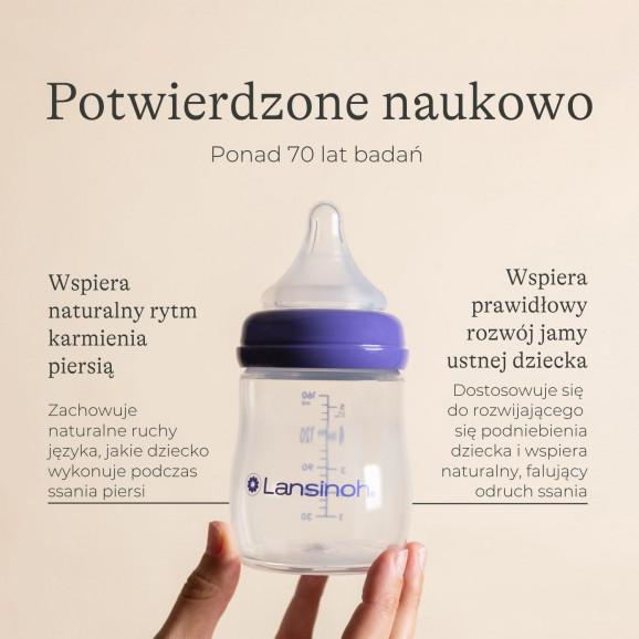Lansinoh Butelka do karmienia ze smoczkiem NaturalWave® (S – wolny przepływ) 160 ml Lansinoh Butelka do karmienia ze smoczkiem NaturalWave® (S – wolny przepływ) 160 ml - zdjęcie produktu