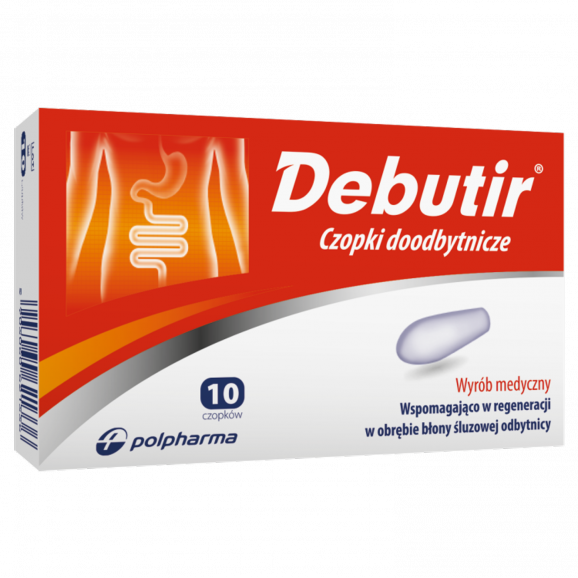 Debutir, czopki doodbytnicze – wyrób medyczny (10 szt.) - zdjęcie produktu