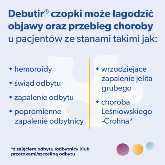 Debutir, czopki doodbytnicze – wyrób medyczny (10 szt.) - zdjęcie produktu