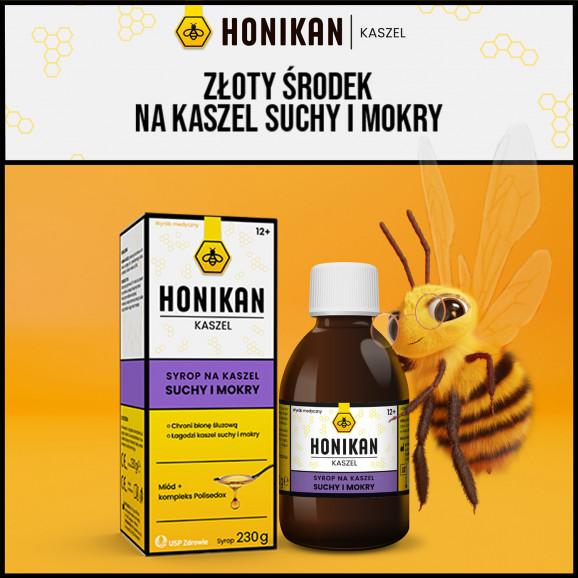 [31.08.2026] Honikan Kaszel – syrop na kaszel suchy i mokry (230 g) – wyrób medyczny - zdjęcie produktu